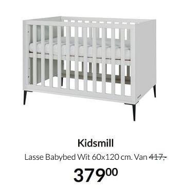 Aanbiedingen Kidsmill lasse babybed wit - Kidsmill - Geldig van 17/08/2021 tot 20/09/2021 bij Babypark
