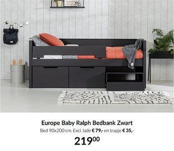 Aanbiedingen Europe baby ralph bedbank zwart - Europe baby - Geldig van 17/08/2021 tot 20/09/2021 bij Babypark