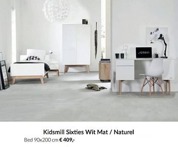 Aanbiedingen Kidsmill sixties wit mat - naturel bed - Kidsmill - Geldig van 17/08/2021 tot 20/09/2021 bij Babypark