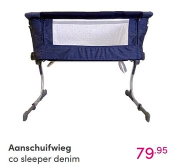 Aanbiedingen Aanschuifwieg co sleeper denim - Huismerk - Baby &amp; Tiener Megastore - Geldig van 22/08/2021 tot 28/08/2021 bij Baby & Tiener Megastore