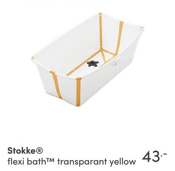 Aanbiedingen Stokke flexi bath transparant yellow - Stokke - Geldig van 22/08/2021 tot 28/08/2021 bij Baby & Tiener Megastore