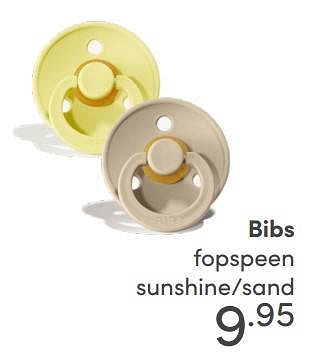 Aanbiedingen Bibs fopspeen sunshine-sand - Bibs - Geldig van 22/08/2021 tot 28/08/2021 bij Baby & Tiener Megastore