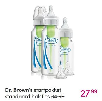 Aanbiedingen Dr. brown’s startpakket standaard halsfles - DrBrown's - Geldig van 22/08/2021 tot 28/08/2021 bij Baby & Tiener Megastore