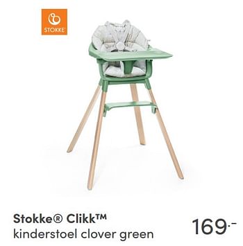Aanbiedingen Stokke clikk kinderstoel clover green - Stokke - Geldig van 22/08/2021 tot 28/08/2021 bij Baby & Tiener Megastore