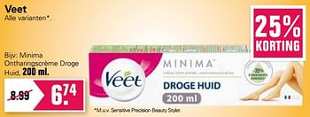 Aanbiedingen Veet minima ontharingscrème droge huid - Veet - Geldig van 18/08/2021 tot 04/09/2021 bij De Online Drogist