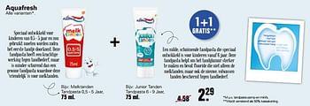 Aanbiedingen Aquafresh melktanden tandpasta + junior tanden tandpasta - Aquafresh - Geldig van 18/08/2021 tot 04/09/2021 bij De Online Drogist