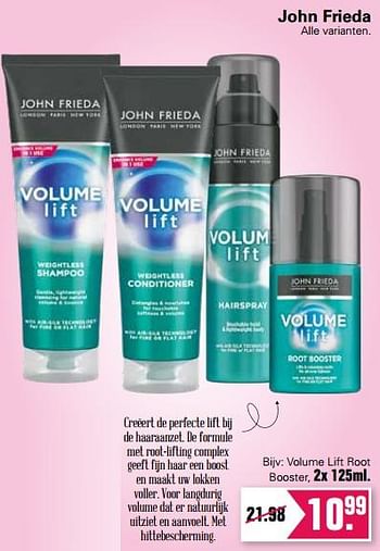 Aanbiedingen John frieda volume lift root booster - John Frieda - Geldig van 18/08/2021 tot 04/09/2021 bij De Online Drogist