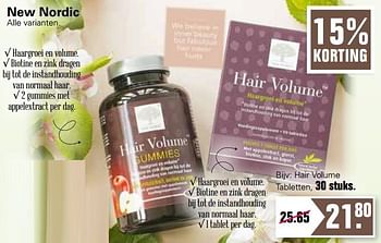 Aanbiedingen New nordic hair volume tabletten - New Nordic - Geldig van 18/08/2021 tot 04/09/2021 bij De Online Drogist