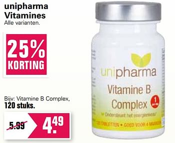 Aanbiedingen Unipharma vitamine b complex - Unipharma - Geldig van 18/08/2021 tot 04/09/2021 bij De Online Drogist
