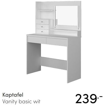 Aanbiedingen Kaptafel vanity basic wit - Huismerk - Baby &amp; Tiener Megastore - Geldig van 29/08/2021 tot 04/09/2021 bij Baby & Tiener Megastore