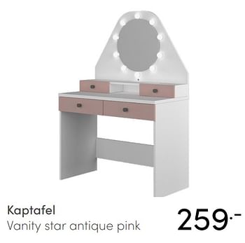 Aanbiedingen Kaptafel vanity star antique pink - Huismerk - Baby &amp; Tiener Megastore - Geldig van 29/08/2021 tot 04/09/2021 bij Baby & Tiener Megastore