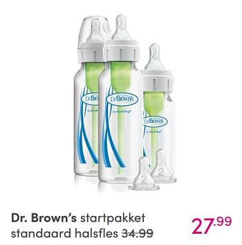 Aanbiedingen Dr. brown’s startpakket standaard halsfles - DrBrown's - Geldig van 29/08/2021 tot 04/09/2021 bij Baby & Tiener Megastore