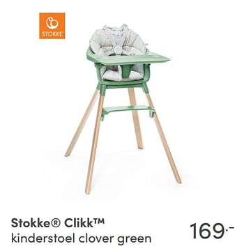 Aanbiedingen Stokke clikk kinderstoel clover green - Stokke - Geldig van 29/08/2021 tot 04/09/2021 bij Baby & Tiener Megastore