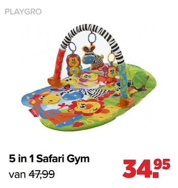 Aanbiedingen 5 in 1 safari gym - Playgro - Geldig van 30/08/2021 tot 25/09/2021 bij Baby-Dump