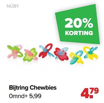 Aanbiedingen Bijtring chewbies 0mnd+ - Nuby - Geldig van 30/08/2021 tot 25/09/2021 bij Baby-Dump