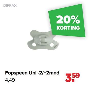 Aanbiedingen Fopspeen uni - Difrax - Geldig van 30/08/2021 tot 25/09/2021 bij Baby-Dump
