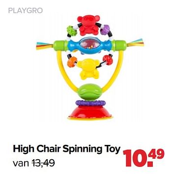 Aanbiedingen High chair spinning toy - Playgro - Geldig van 30/08/2021 tot 25/09/2021 bij Baby-Dump