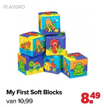 Aanbiedingen My first soft blocks - Playgro - Geldig van 30/08/2021 tot 25/09/2021 bij Baby-Dump