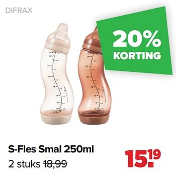 Aanbiedingen S-fles smal - Difrax - Geldig van 30/08/2021 tot 25/09/2021 bij Baby-Dump