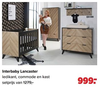 Aanbiedingen Interbaby lancaster ledikant, commode en kast - Interbaby - Geldig van 30/08/2021 tot 25/09/2021 bij Baby-Dump