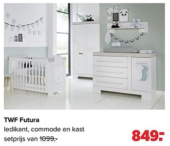 Aanbiedingen Twf futura ledikant, commode en kast - TWF - Geldig van 30/08/2021 tot 25/09/2021 bij Baby-Dump