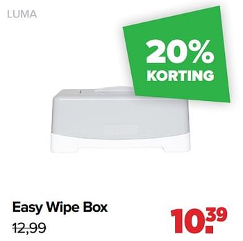 Aanbiedingen Easy wipe box - Luma Babycare - Geldig van 30/08/2021 tot 25/09/2021 bij Baby-Dump