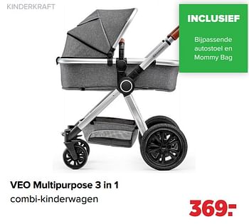 Aanbiedingen Veo multipurpose 3 in 1 combi-kinderwagen - Kinderkraft - Geldig van 30/08/2021 tot 25/09/2021 bij Baby-Dump