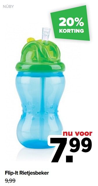 Aanbiedingen Flip-it rietjesbeker - Nuby - Geldig van 30/08/2021 tot 25/09/2021 bij Baby-Dump