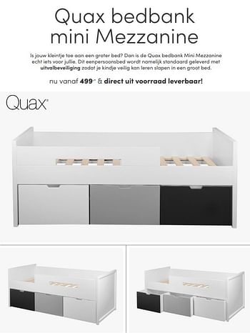 Aanbiedingen Quax bedbank mini mezzanine - Quax - Geldig van 05/09/2021 tot 11/09/2021 bij Baby & Tiener Megastore