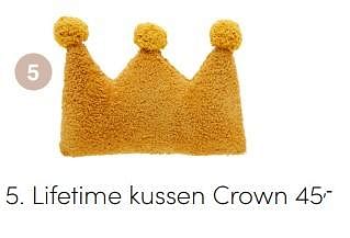 Aanbiedingen Lifetime kussen crown - Lifetime - Geldig van 05/09/2021 tot 11/09/2021 bij Baby & Tiener Megastore