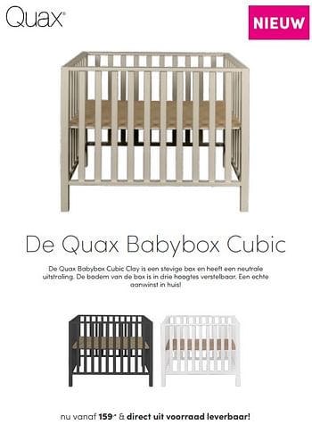 Aanbiedingen Quax babybox cubic - Quax - Geldig van 05/09/2021 tot 11/09/2021 bij Baby & Tiener Megastore