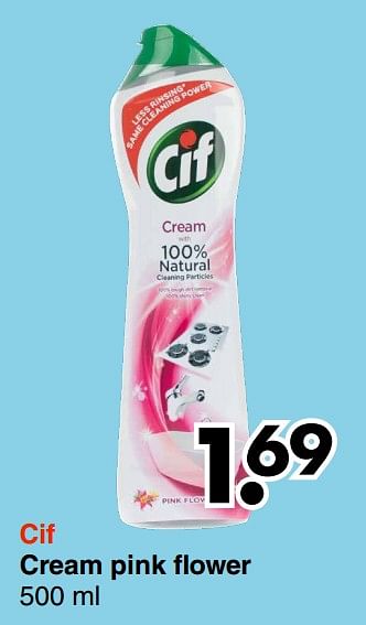 Aanbiedingen Cif cream pink flower - Cif - Geldig van 30/08/2021 tot 11/09/2021 bij Wibra