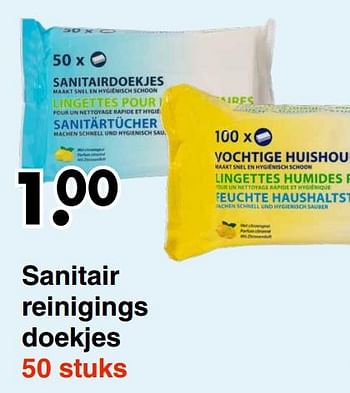 Aanbiedingen Sanitair reinigings doekjes - Huismerk - Wibra - Geldig van 30/08/2021 tot 11/09/2021 bij Wibra
