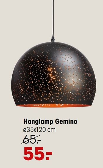 Aanbiedingen Hanglamp gemino - Huismerk - Kwantum - Geldig van 20/09/2021 tot 03/10/2021 bij Kwantum