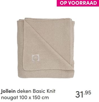 Aanbiedingen Jollein deken basic knit nougat - Jollein - Geldig van 12/09/2021 tot 18/09/2021 bij Baby & Tiener Megastore