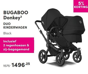 Aanbiedingen Bugaboo donkey3 duo kinderwagen black - Bugaboo - Geldig van 12/09/2021 tot 18/09/2021 bij Baby & Tiener Megastore