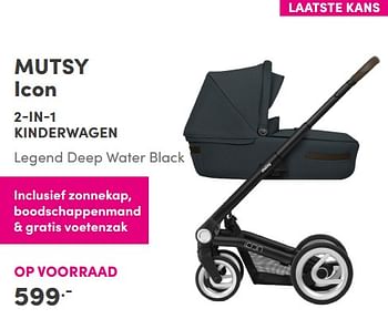 Aanbiedingen Mutsy icon 2-in-1 kinderwagen legend deep water black - Mutsy - Geldig van 12/09/2021 tot 18/09/2021 bij Baby & Tiener Megastore