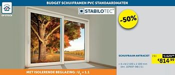 Aanbiedingen Schuifraam antraciet - Stabilotec - Geldig van 21/09/2021 tot 19/10/2021 bij Zelfbouwmarkt