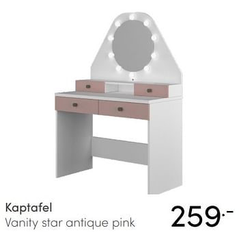 Aanbiedingen Kaptafel vanity star antique pink - Huismerk - Baby &amp; Tiener Megastore - Geldig van 12/09/2021 tot 18/09/2021 bij Baby & Tiener Megastore