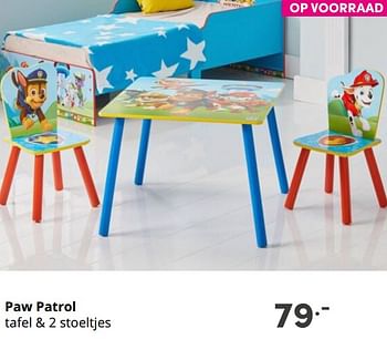 Aanbiedingen Paw patrol tafel + 2 stoeltjes - PAW  PATROL - Geldig van 12/09/2021 tot 18/09/2021 bij Baby & Tiener Megastore