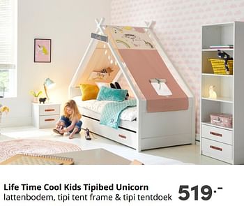 Aanbiedingen Life time cool kids tipibed unicorn - Lifetime - Geldig van 12/09/2021 tot 18/09/2021 bij Baby & Tiener Megastore