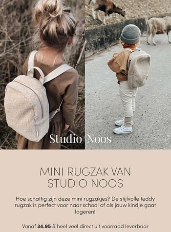 Aanbiedingen Mini rugzak van studio noos - Studio Noos - Geldig van 12/09/2021 tot 18/09/2021 bij Baby & Tiener Megastore