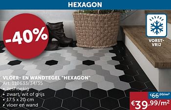Aanbiedingen Vloer- en wandtegel hexagon - Geldig van 21/09/2021 tot 19/10/2021 bij Zelfbouwmarkt