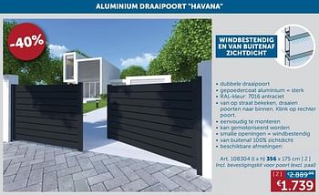 Aanbiedingen Aluminium draaipoort havana - Geldig van 21/09/2021 tot 19/10/2021 bij Zelfbouwmarkt