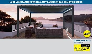 Aanbiedingen Luxe vrijstaande pergola met lamellendak gemotoriseerd screen 285 cm - Geldig van 21/09/2021 tot 19/10/2021 bij Zelfbouwmarkt