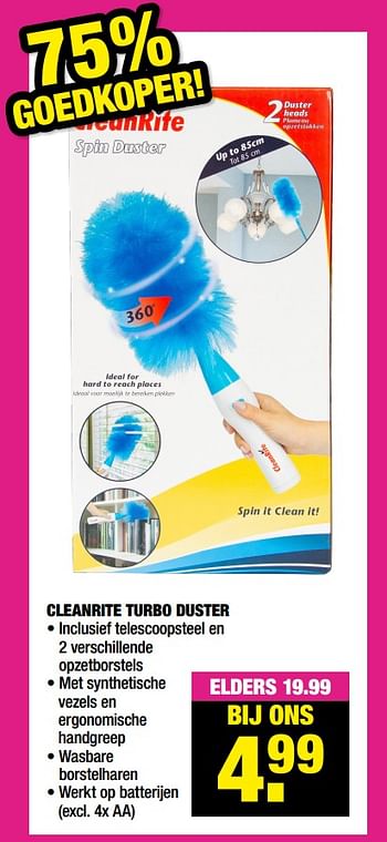 Aanbiedingen Cleanrite turbo duster - Cleanrite - Geldig van 13/09/2021 tot 26/09/2021 bij Big Bazar