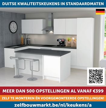 Aanbiedingen Duitse kwaliteitskeukens in standaardmaten - Geldig van 21/09/2021 tot 19/10/2021 bij Zelfbouwmarkt