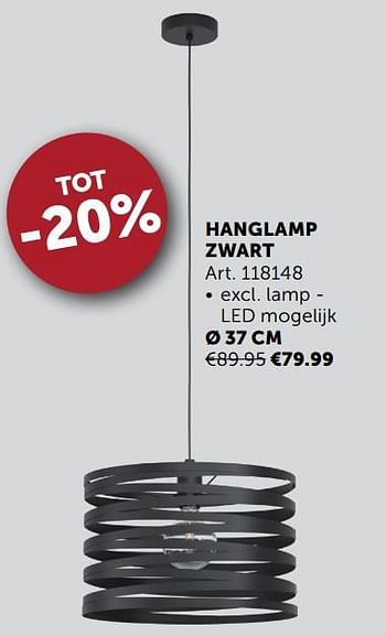 Aanbiedingen Hanglamp zwart ø 37 cm - Geldig van 21/09/2021 tot 19/10/2021 bij Zelfbouwmarkt