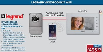 Aanbiedingen Kit videofonie + touchscreen kleurenscherm 7`` + app - Legrand - Geldig van 21/09/2021 tot 19/10/2021 bij Zelfbouwmarkt