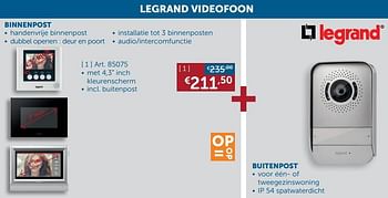 Aanbiedingen Legrand videofoon binnen- en buitenpost - Legrand - Geldig van 21/09/2021 tot 19/10/2021 bij Zelfbouwmarkt